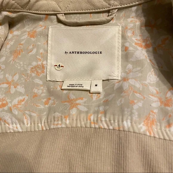 Anthropologie Jacket Coat Sweater Medium Cream Zippers Floral Ribbed - Picture 4 of 8
